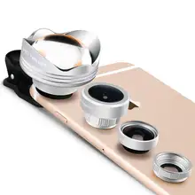 4 in 1 Schott Glas Fisheye Lenses Wide Angle Macro 3X Telephoto Lens Xiaomi redmi 2 3 S 4 note 3 MI4 MI5 Universal Mobile Clips