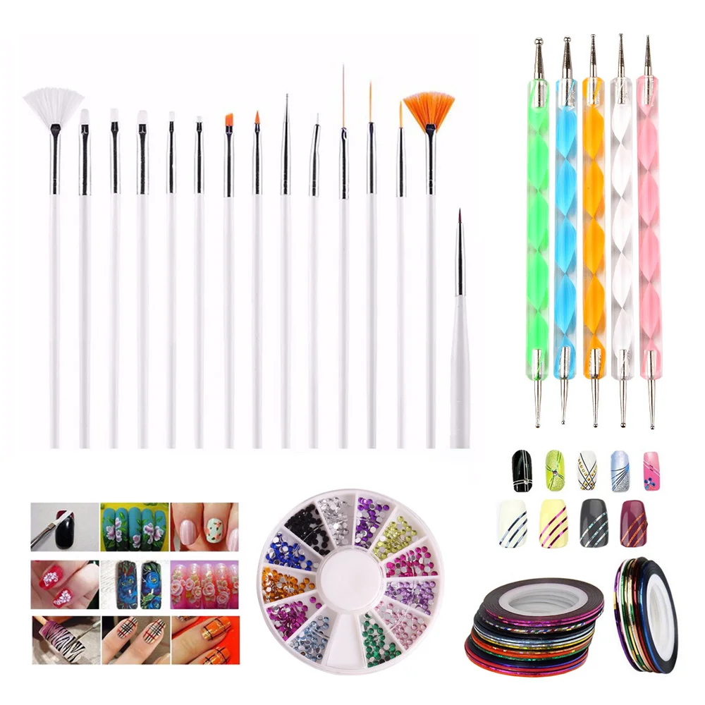 Bittb Nail Art Tool Set Nail Brush Dotting Pen Decal Line Sticker Rolls Manicure 3D Rhinestones Gel Stamp DIY Nail Beauty Kits
Bittb Nail Art Tool Set Nail Brush Dotting Pen Decal Line Sticker Rolls Manicure 3D Rhinestones Gel Stamp DIY Nail Beauty Kits