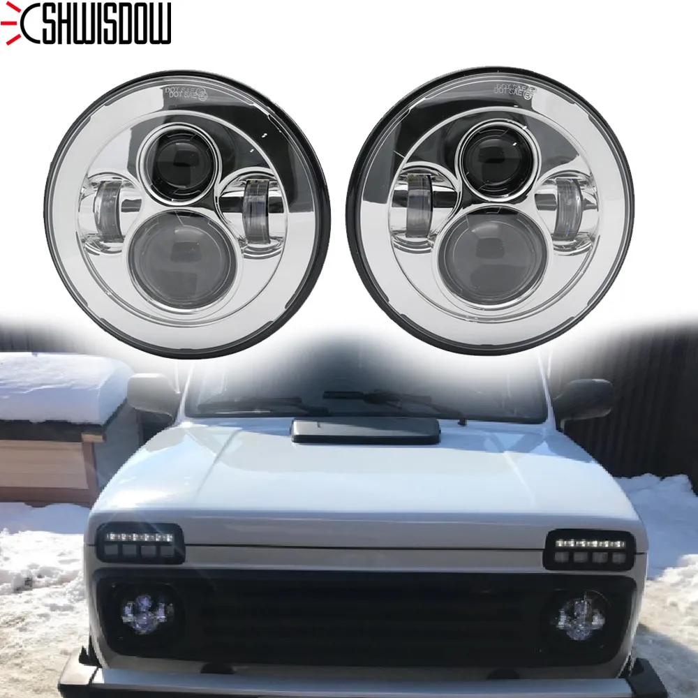 7Inch LED Headlamps with Halo Ring Amber Turn Signal For lada niva 4x4 suzuki samurai 7" LED DRL Halo Headlights For VAZ 2101
7Inch LED Headlamps with Halo Ring Amber Turn Signal For lada niva 4x4 suzuki samurai 7" LED DRL Halo Headlights For VAZ 2101