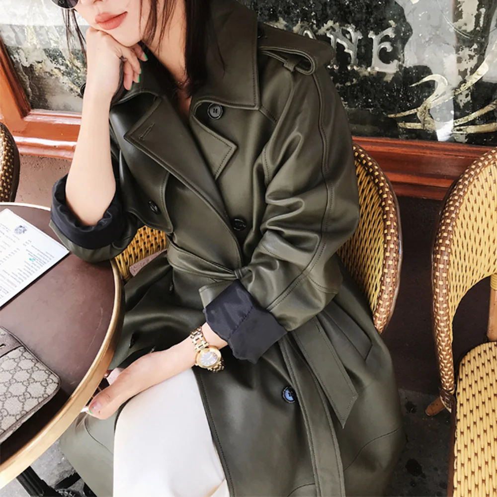 EIFURKOP Imported Genuine Leather Jacket Women's Long Windbreaker 2019 New Sheep Skin Army Green Coat Female Overcoat Outerwear
EIFURKOP Imported Genuine Leather Jacket Women's Long Windbreaker 2019 New Sheep Skin Army Green Coat Female Overcoat Outerwear