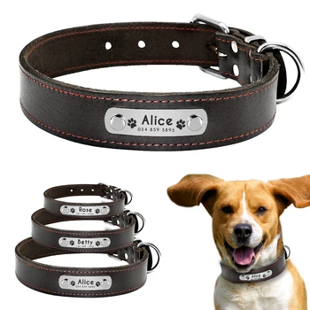 Customized Dog Collar Genuine Leather Personalized Adjustable Dogs ID Collars Anti Lost For Small Medium Large Dogs Pet
Customized Dog Collar Genuine Leather Personalized Adjustable Dogs ID Collars Anti Lost For Small Medium Large Dogs Pet