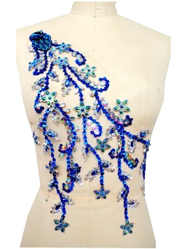 A95 Hand made dazzling deep blue/clear AB colour sew on Rhinestones applique Peacock Shape crystals trim patches 43*22cm dress
A95 Hand made dazzling deep blue/clear AB colour sew on Rhinestones applique Peacock Shape crystals trim patches 43*22cm dress