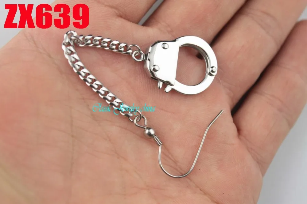 DIY small handcuffs Ear hook type earring stainless steel fashion punk jewelry 10pairs ZX639
DIY small handcuffs Ear hook type earring stainless steel fashion punk jewelry 10pairs ZX639