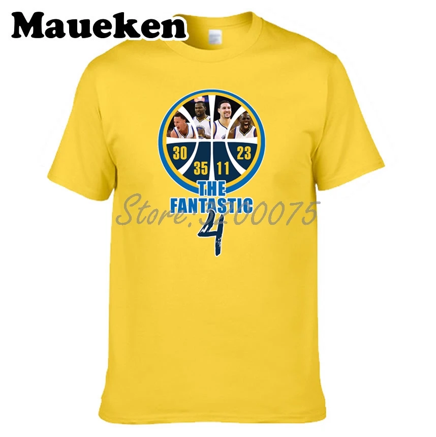 

Men's Stephen Curry Klay Thompson Kevin Durant Draymond Green Golden State The Fantastic 4 T-shirt tee W17110607