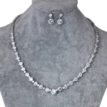WEIMANJINGDIAN Brand Round Cut Cubic Zirconia CZ Crystal Necklace and Earrings Wedding Bridal Banquet Prom Jewelry Sets WEIMANJINGDIAN Brand Round Cut Cubic Zirconia CZ Crystal Necklace and Earrings Wedding Bridal Banquet Prom Jewelry Sets