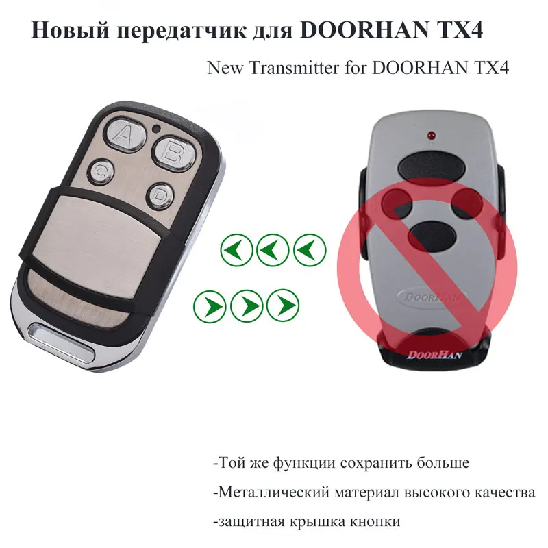 High quality Garage door rolling code transmitter for Doorhan TX4 RU Russia market wholesale 100 pcs
High quality Garage door rolling code transmitter for Doorhan TX4 RU Russia market wholesale 100 pcs