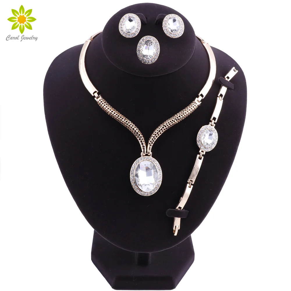 Crystal Wedding Jewelry Sets for Women Gold Color Rhinestone Necklace Earrings Sets Bridal Engagement Jewelry Gift
Crystal Wedding Jewelry Sets for Women Gold Color Rhinestone Necklace Earrings Sets Bridal Engagement Jewelry Gift