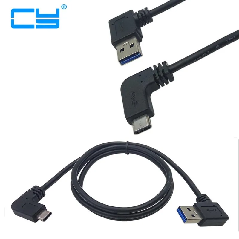 

100cm 1.0m Right 90 Angle USB 3.0 Type-A Male to USB3.1 Type-C Male Left & Right Angle USB Data Sync & Charge Cable Connector