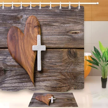 LB Heart And Cross on Retro Rustic Wood Board Shower Curtain Liner with Mat Set Bathroom Waterproof Fabric For Art Bathtub Decor
LB Heart And Cross on Retro Rustic Wood Board Shower Curtain Liner with Mat Set Bathroom Waterproof Fabric For Art Bathtub Decor