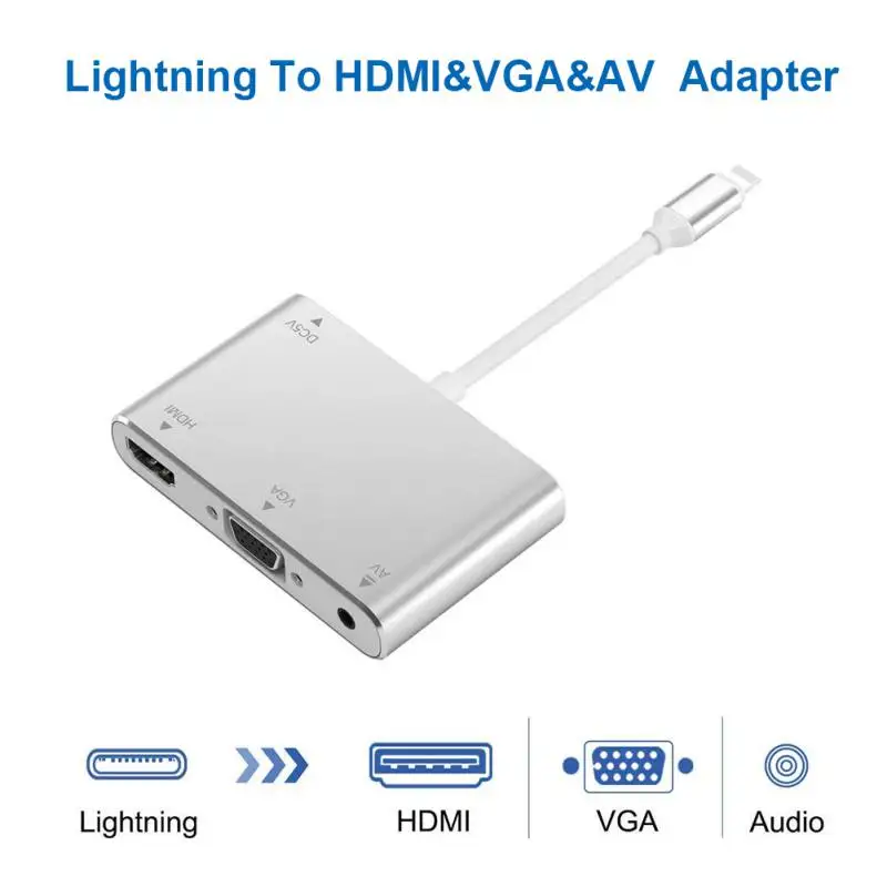 3.5mm Adapter Audio Vidio Adapte HDTV OTG Cable For Lightning to HDMI VGA r For Lightning extends HUB For iPhone/iPad Air/Mini
3.5mm Adapter Audio Vidio Adapte HDTV OTG Cable For Lightning to HDMI VGA r For Lightning extends HUB For iPhone/iPad Air/Mini