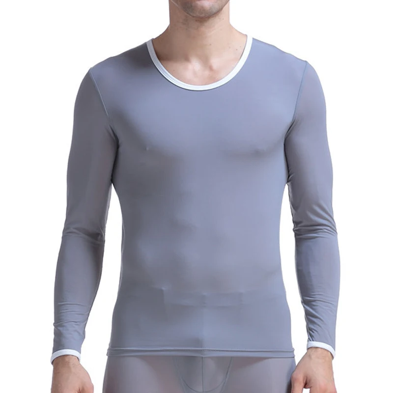 Мужское термобелье сверхтонкое шелковое нижнее белье прозрачные футболки