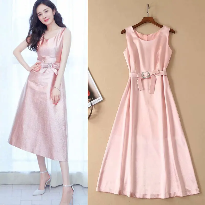 2019 Yang Zi Celebrity Sashes Pink Bow O Neck Dress Sexy Women Diamonds Sleeveless Night Club Bandage Body con Dresses Wholesale
2019 Yang Zi Celebrity Sashes Pink Bow O Neck Dress Sexy Women Diamonds Sleeveless Night Club Bandage Body con Dresses Wholesale