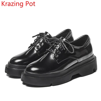 2018 genuine leather casual shoes women round toe lace up preppy style pumps thick heel superstar increased spring shoes L15
2018 genuine leather casual shoes women round toe lace up preppy style pumps thick heel superstar increased spring shoes L15