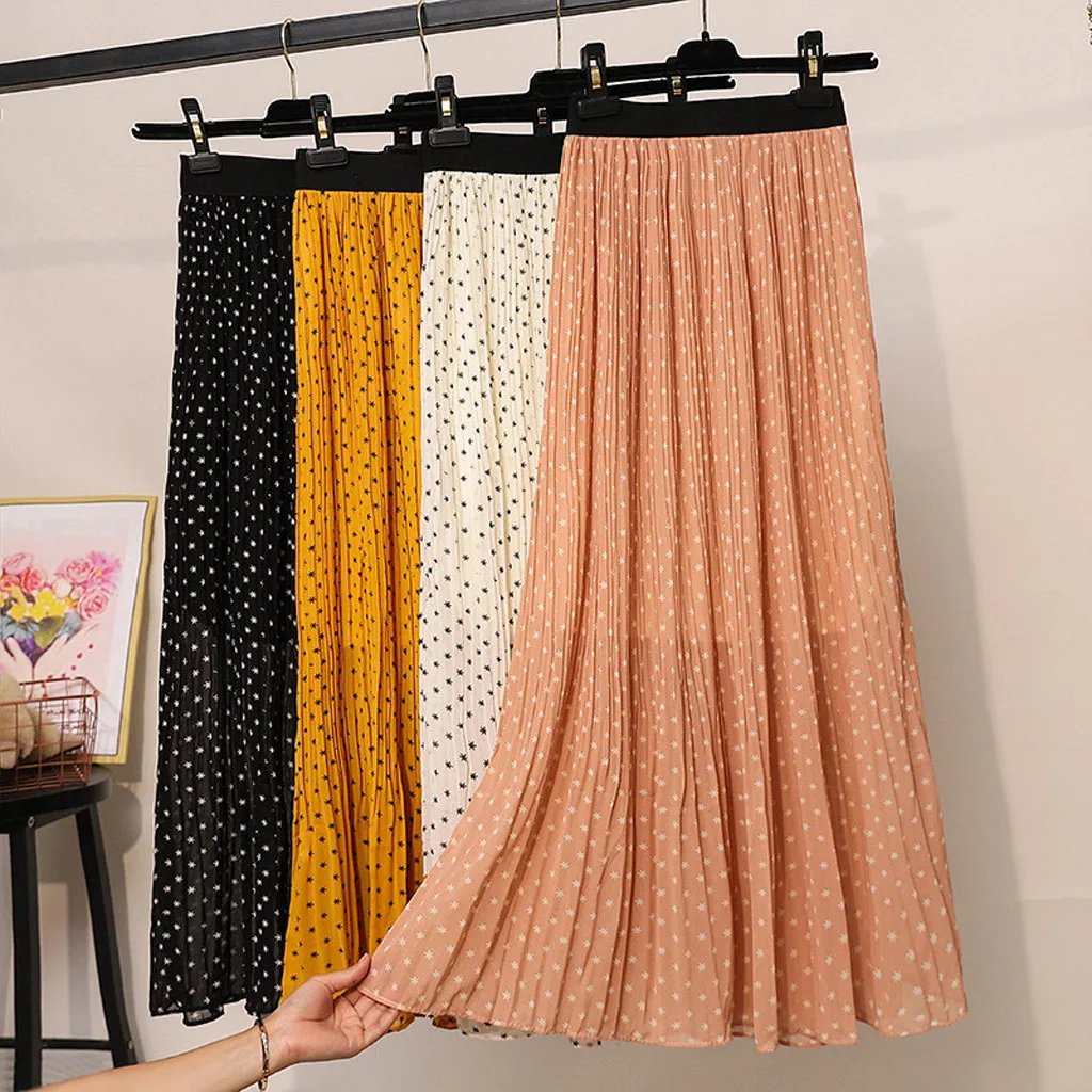 2019 summer autumn Skirts Women Fashion A-Line Pleated Dot Gorgeous Female Casual Elastic Waist Midi Skirts streetwear Apr23
2019 summer autumn Skirts Women Fashion A-Line Pleated Dot Gorgeous Female Casual Elastic Waist Midi Skirts streetwear Apr23