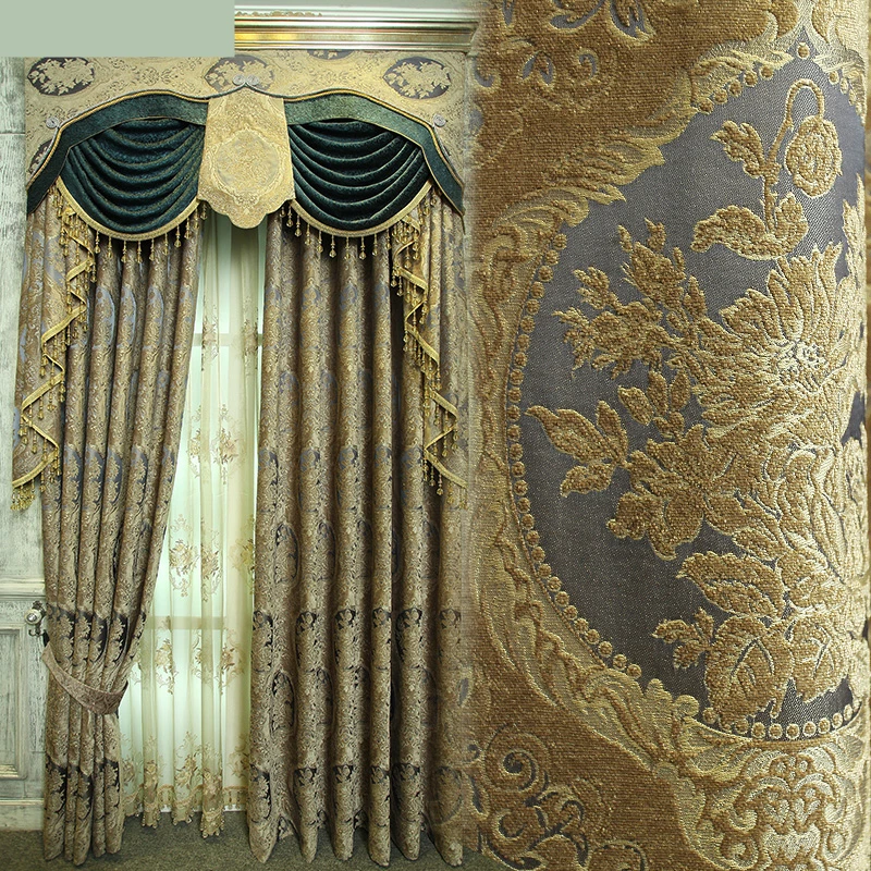 Custom curtains Luxury European Living room chenille High-grade Jacquard cloth blackout curtain tulle valance N303
Custom curtains Luxury European Living room chenille High-grade Jacquard cloth blackout curtain tulle valance N303