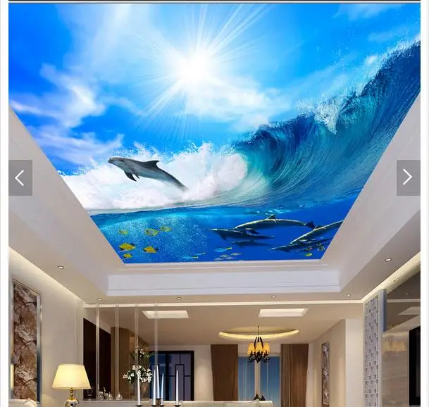 Custom 3d photo wallpaper 3d ceiling wallpaper murals waves of sea dolphins and blue sky white clouds frescoes 3d room wallpaper
Custom 3d photo wallpaper 3d ceiling wallpaper murals waves of sea dolphins and blue sky white clouds frescoes 3d room wallpaper