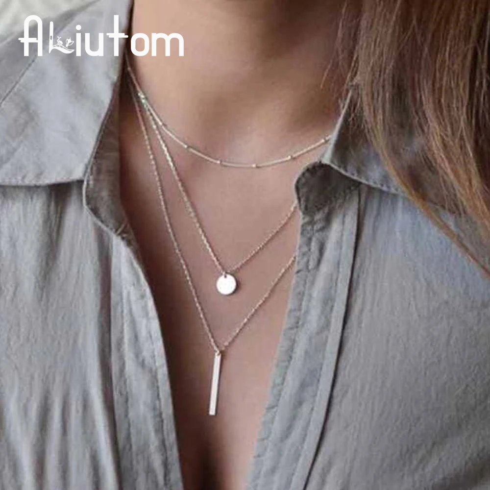 ALIUTOM 2017 Women's Fashion Jewelery Colar 1pc European Simple Gold Silver Multilayer Bar Coins Necklace Chainbone Chain
ALIUTOM 2017 Women's Fashion Jewelery Colar 1pc European Simple Gold Silver Multilayer Bar Coins Necklace Chainbone Chain