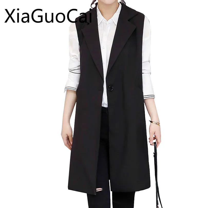 

Brand OL Cool Women Vest Single Button Sleeveless Spring and Autumn Female Coats Casual Long Overcoats Drop Shipping W9 35
