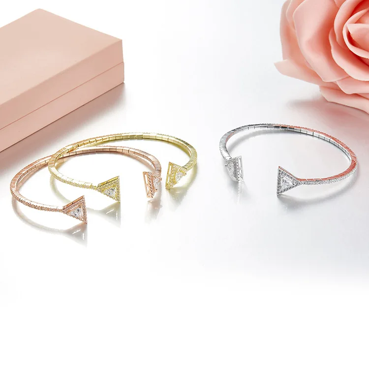 100% 925 Sterling Silver Triangle Open Cuff Bracelet Bangle rose gold Zircon open line Bracelet for Women France brand jewelry
100% 925 Sterling Silver Triangle Open Cuff Bracelet Bangle rose gold Zircon open line Bracelet for Women France brand jewelry