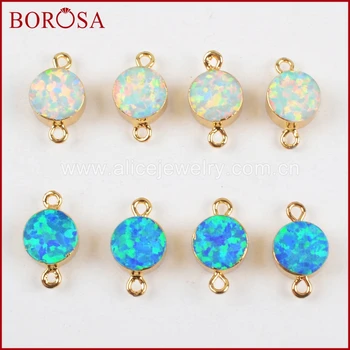 BOROSA 10PCS New Round Gold Color White and Blue Japanese Opal Connectors Man-made Opal Double Charms for Necklace Jewelry G1464
BOROSA 10PCS New Round Gold Color White and Blue Japanese Opal Connectors Man-made Opal Double Charms for Necklace Jewelry G1464