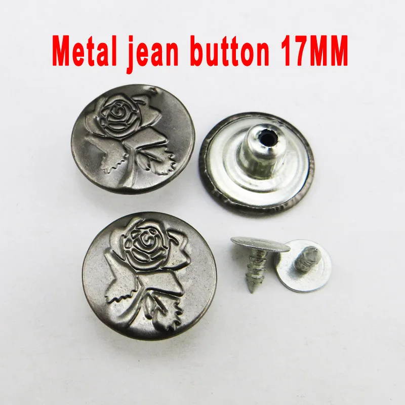 30PCS 17MM metal rose jeans button sewing clothes accessories decorative brand gun black jean buttons JMB-064T
30PCS 17MM metal rose jeans button sewing clothes accessories decorative brand gun black jean buttons JMB-064T