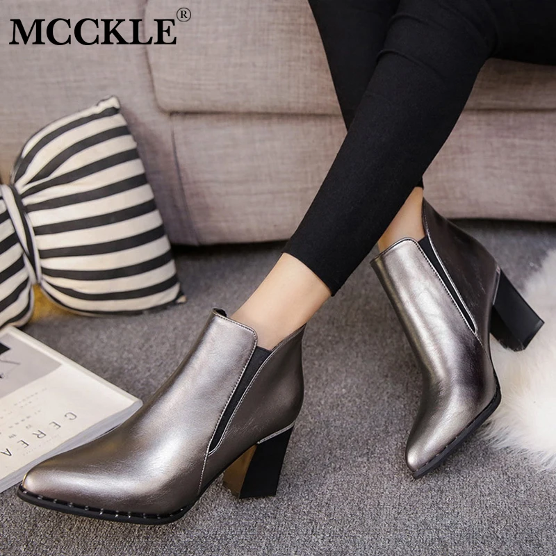 MCCKLE Women Thick Heel Ankle Boots Female Pointed Toe Rivets High Heels Shoes Ladies Slip On Chunky Heel Footwear
MCCKLE Women Thick Heel Ankle Boots Female Pointed Toe Rivets High Heels Shoes Ladies Slip On Chunky Heel Footwear