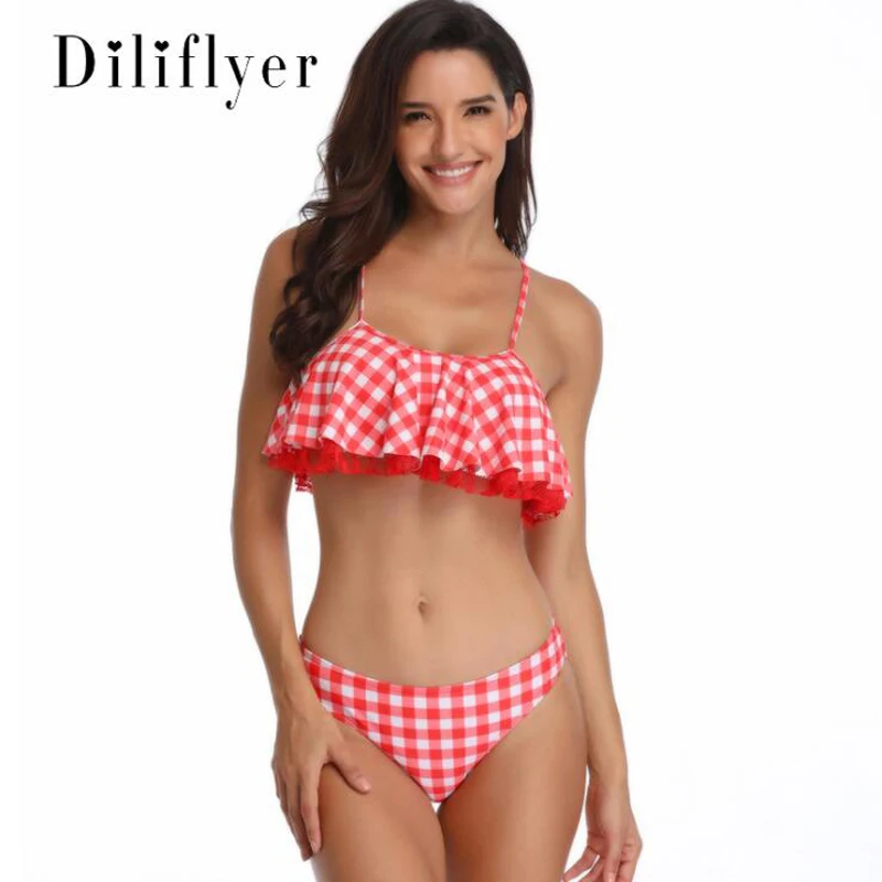 Sexy bikini Set Swimsuit Bathing Suit Women Plaid Swimwear Halter Biquini Ruffled Beach Wear Brazilian M102
Sexy bikini Set Swimsuit Bathing Suit Women Plaid Swimwear Halter Biquini Ruffled Beach Wear Brazilian M102