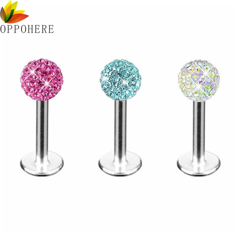 OPPOHERE 1pc 4mm Stainless Steel Crystal Ball Lip Stud Labret Tragus Ring Bar Body Piercing Gift 1.2mm thickness Promotion
OPPOHERE 1pc 4mm Stainless Steel Crystal Ball Lip Stud Labret Tragus Ring Bar Body Piercing Gift 1.2mm thickness Promotion