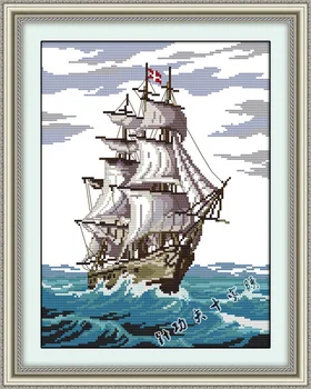 

Needlework,DIY Brand Cross stitch,Full Embroidery kit set,sailboat peace sea Good luck Cross-Stitch decoration paint Wholesale