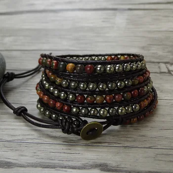Picasso beads bracelet leather wrap bead bracelet pyrite beads braceley bohemian yoga jewelry birthday gift
Picasso beads bracelet leather wrap bead bracelet pyrite beads braceley bohemian yoga jewelry birthday gift
