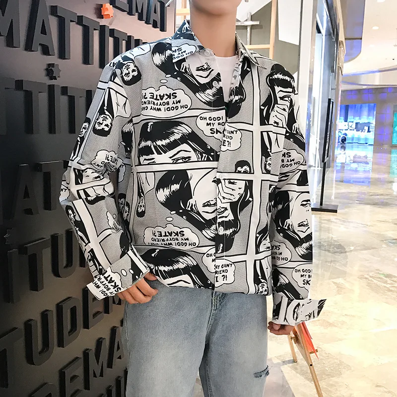 Ins Style Harajuku Long Sleeve Shirts Men Japanese Cartoon Funny Print Casual Streetwear Shirt Men 2019 High Street Mens Shirt
Ins Style Harajuku Long Sleeve Shirts Men Japanese Cartoon Funny Print Casual Streetwear Shirt Men 2019 High Street Mens Shirt