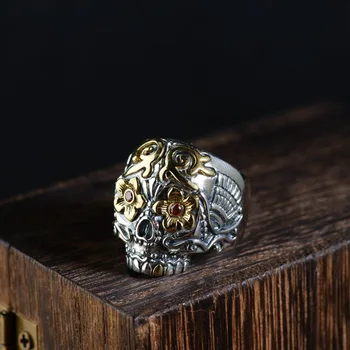 FNJ 925 Silver Skull Ring New Fashion Red Zircon Punk S925 Sterling Thai Silver Rings for Men Jewelry Adjustable Size
FNJ 925 Silver Skull Ring New Fashion Red Zircon Punk S925 Sterling Thai Silver Rings for Men Jewelry Adjustable Size