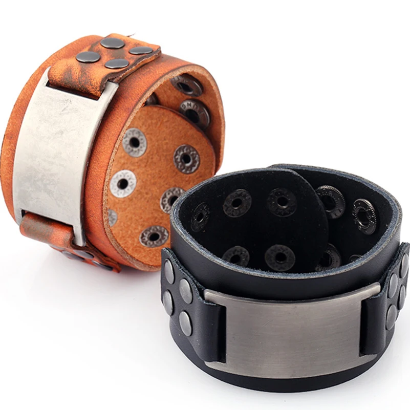 Handmade Boho Gypsy Hippie Punk Dark Brown Cow Leather with Alloy Tag Board Buttons Pop Rivet Charms Adjustable Unisex Bracelets
Handmade Boho Gypsy Hippie Punk Dark Brown Cow Leather with Alloy Tag Board Buttons Pop Rivet Charms Adjustable Unisex Bracelets