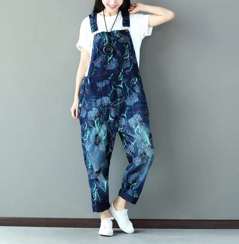 Wide Leg Denim Overalls Women Baggy Printed Suspenders bib Cowboy pants plus size Low Drop Crotch hole ripped jean Jumpsuits
Wide Leg Denim Overalls Women Baggy Printed Suspenders bib Cowboy pants plus size Low Drop Crotch hole ripped jean Jumpsuits