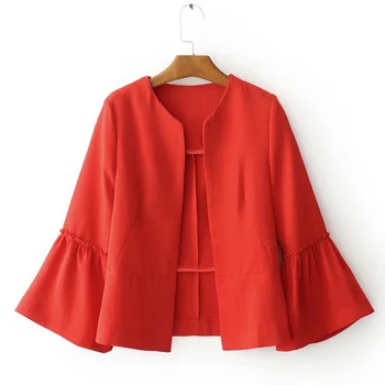 Women Elegant Solid Jacket Open Stitch Design Flare Sleeve Coats Black Red Ladies Casual Brand Outerwear Tops
Women Elegant Solid Jacket Open Stitch Design Flare Sleeve Coats Black Red Ladies Casual Brand Outerwear Tops
