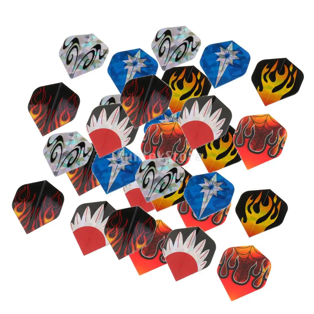 50 Pieces Durable American National Flag and Flame Pattern Standard Replacement Dart Flights