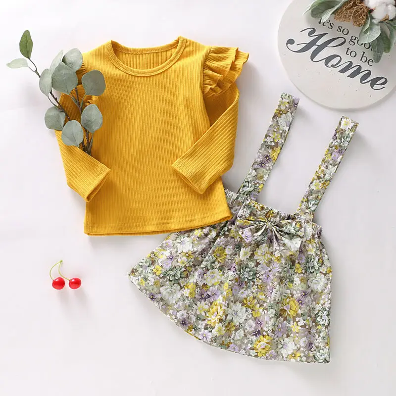 0-5T Autumn Clothes Toddler Kids Baby Girls Clothes Floral T-shirt Tops+Strap Dress Outfits Clothes Set 2pcs
0-5T Autumn Clothes Toddler Kids Baby Girls Clothes Floral T-shirt Tops+Strap Dress Outfits Clothes Set 2pcs