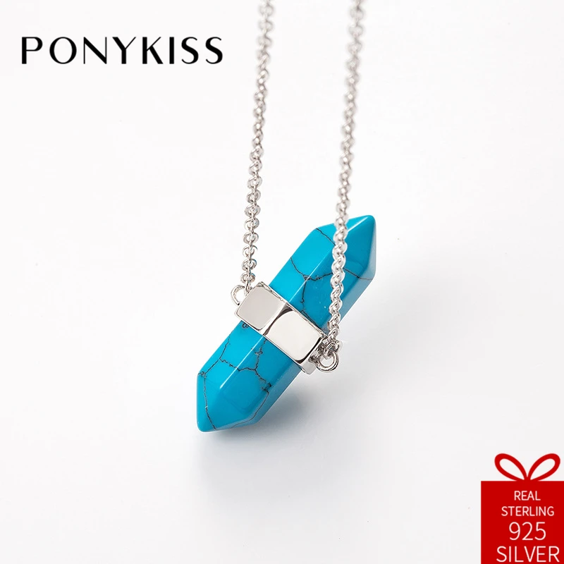PONYKISS Romantic 100% 925 Solid Sterling Silver Chic Blue Prism Pendant Necklace Chain Gift Women Fine Jewelry Birthday Party
PONYKISS Romantic 100% 925 Solid Sterling Silver Chic Blue Prism Pendant Necklace Chain Gift Women Fine Jewelry Birthday Party