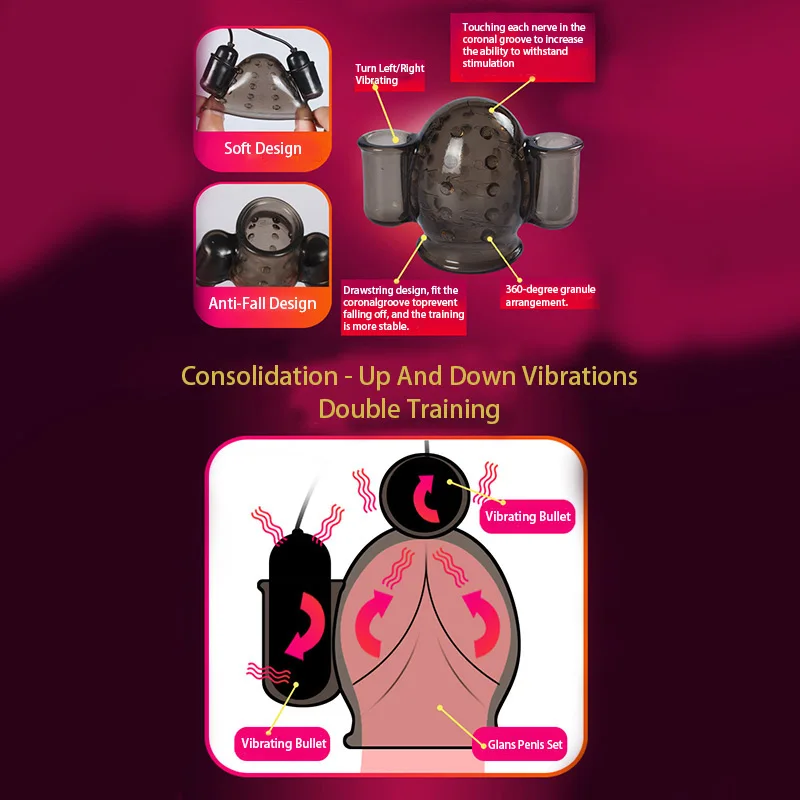 Electric shock male penis vibrator Glans Stimulation Delay Trainer