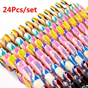 Holographic Full Cover Stiletto Reflective Mirror Color Metal Plating False French Acrylic Nail Tips Metallic Square Fake Nails
Holographic Full Cover Stiletto Reflective Mirror Color Metal Plating False French Acrylic Nail Tips Metallic Square Fake Nails