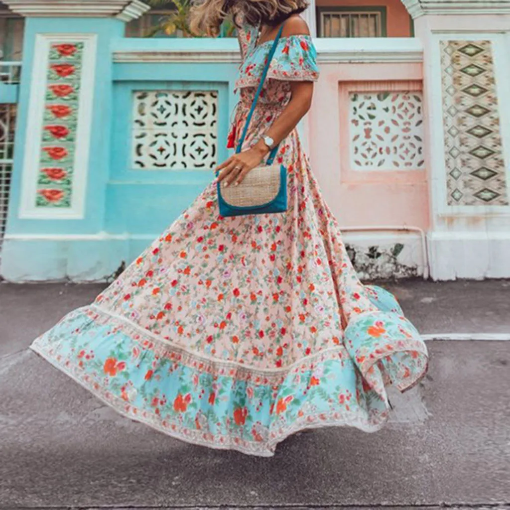 2019 Delicate Bravo Elegant Women's Summer Bohemian Printed Waist V-Collar Chiffon Beach Long Dresses
2019 Delicate Bravo Elegant Women's Summer Bohemian Printed Waist V-Collar Chiffon Beach Long Dresses