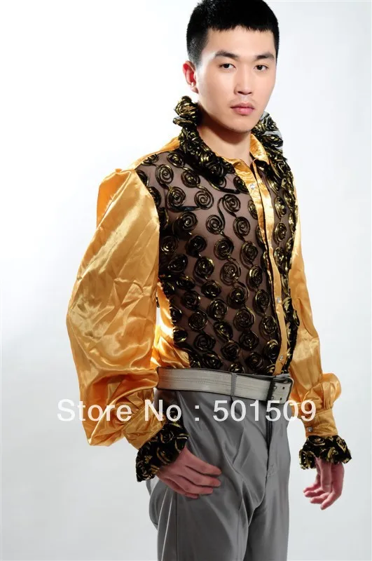 Free shipping fan collar prince stage sequins decoration mens tuxedo shirts party/event shirts latin dance performance shirts
Free shipping fan collar prince stage sequins decoration mens tuxedo shirts party/event shirts latin dance performance shirts