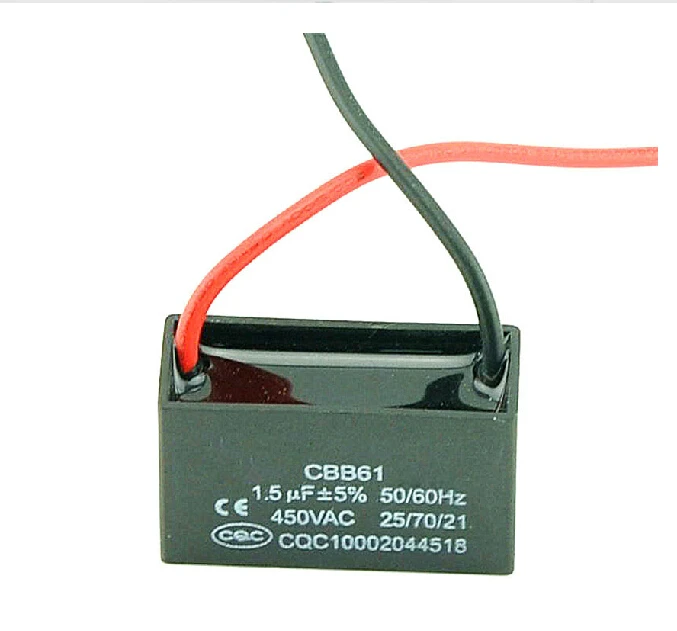 

5PCS IMC Hot CBB61 starting capacitance AC 450V 1.5uF 2-wire Terminal Ceiling Fan Motor Run Capacitor