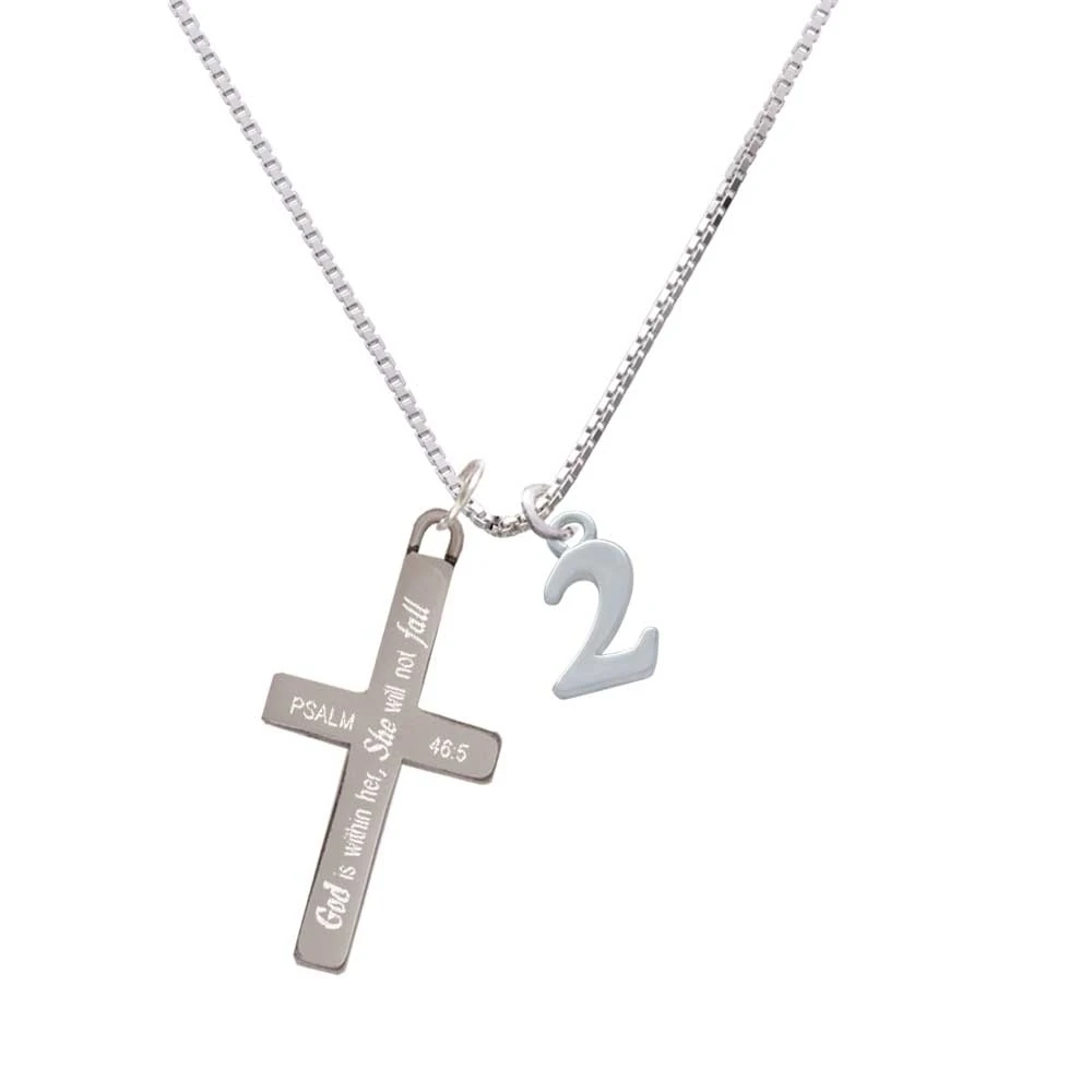 Number - 2 - - She will not Fall - Cross Necklace
