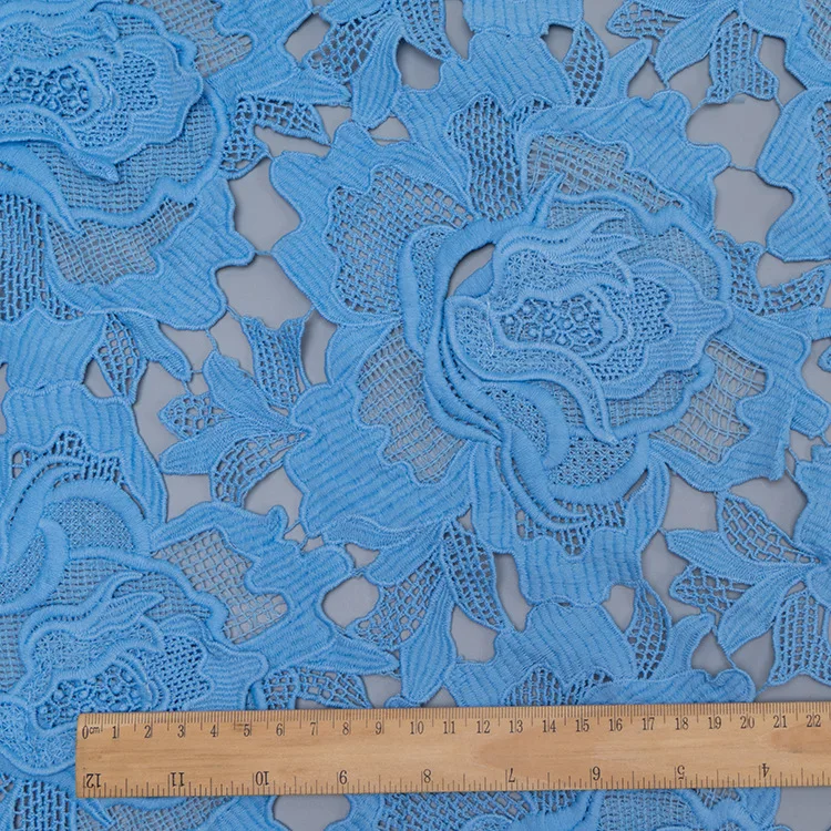 super High-quality blue 3D rose Floral Water soluble mesh lace Embroidered fabric Hollow out cloth for dress African skirt
super High-quality blue 3D rose Floral Water soluble mesh lace Embroidered fabric Hollow out cloth for dress African skirt