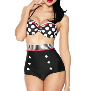 Polk Dot High Waisted Swimsuit Retro Vintage Bikinis 2019 Womens Black And White Patchwork Buttons Underwire Push Up Swimwear
Polk Dot High Waisted Swimsuit Retro Vintage Bikinis 2019 Womens Black And White Patchwork Buttons Underwire Push Up Swimwear