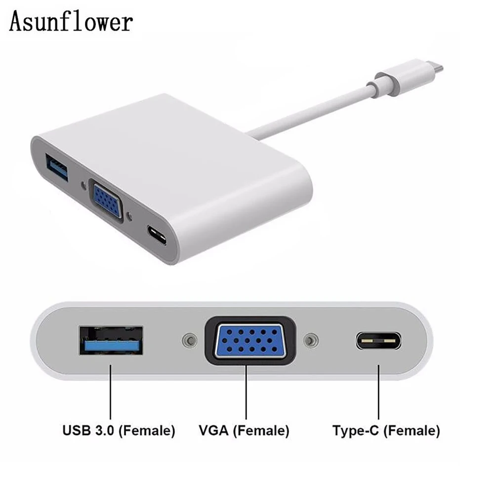 USB C HUB Type C To VGA USB 3.0 Splitter USB-C Charging Video Converter HUB Adapter Cable For Macbook Pro Google USB-C Hub
USB C HUB Type C To VGA USB 3.0 Splitter USB-C Charging Video Converter HUB Adapter Cable For Macbook Pro Google USB-C Hub