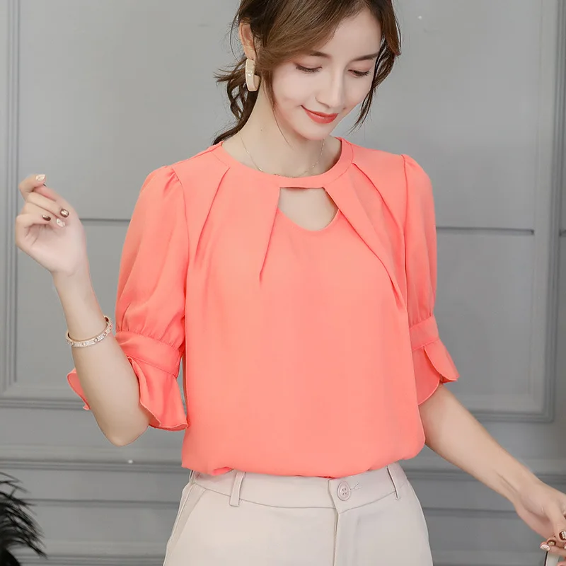 2019 Spring Summer Blouses New Korean Women's Slim Body Wild Shirt Short-sleeved Blouse Women's Solid Color Chiffon Shirts White
2019 Spring Summer Blouses New Korean Women's Slim Body Wild Shirt Short-sleeved Blouse Women's Solid Color Chiffon Shirts White