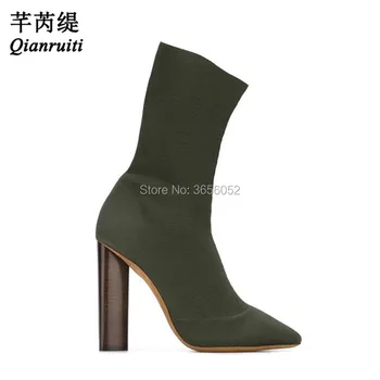 Qianruiti New Sexy Pointed Toe High Heels Kim Kardashian Shoes Woman Knitted Stretch Ankle Boots Women Chunky Heel Sock Booties
Qianruiti New Sexy Pointed Toe High Heels Kim Kardashian Shoes Woman Knitted Stretch Ankle Boots Women Chunky Heel Sock Booties