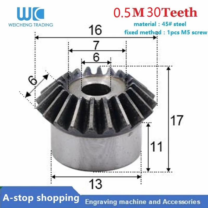 1pcs 0.5moudle 30teeth Metal Bevel Gears 0.5M30T With Inner Hole 6mm 90 Degree Drive Commutation
1pcs 0.5moudle 30teeth Metal Bevel Gears 0.5M30T With Inner Hole 6mm 90 Degree Drive Commutation